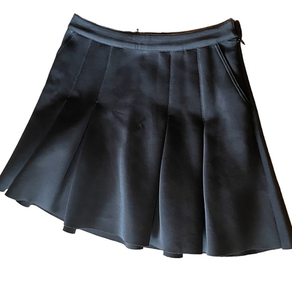 Rachel Zoe Black Indio Pleated Neoprene Ponte Mininskirt Sz 10 - Picture 7 of 15